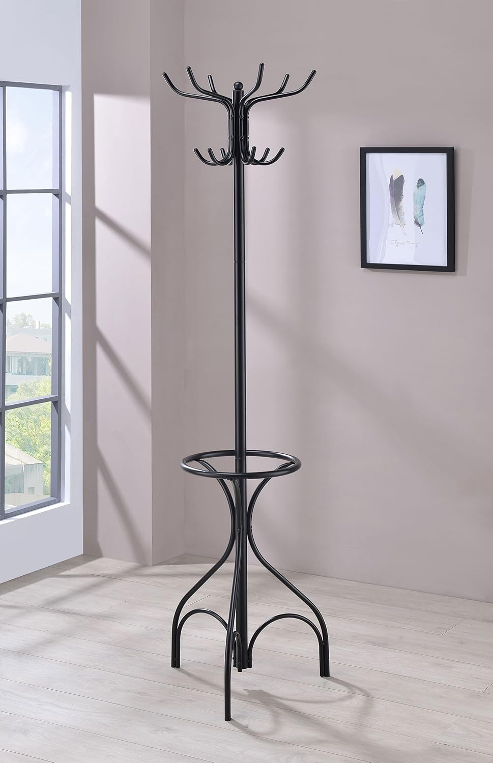 Coaster Home Furnishings Kiefer 12-Hook Freestanding Coat Rack Black