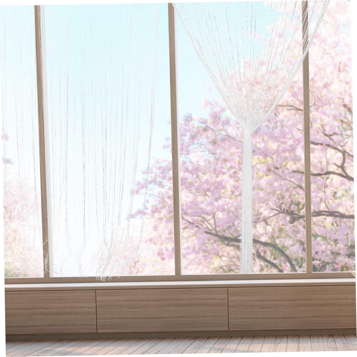 2pcs String Curtain Room Divider Elegant Tassel Door Curtain for Home Decor