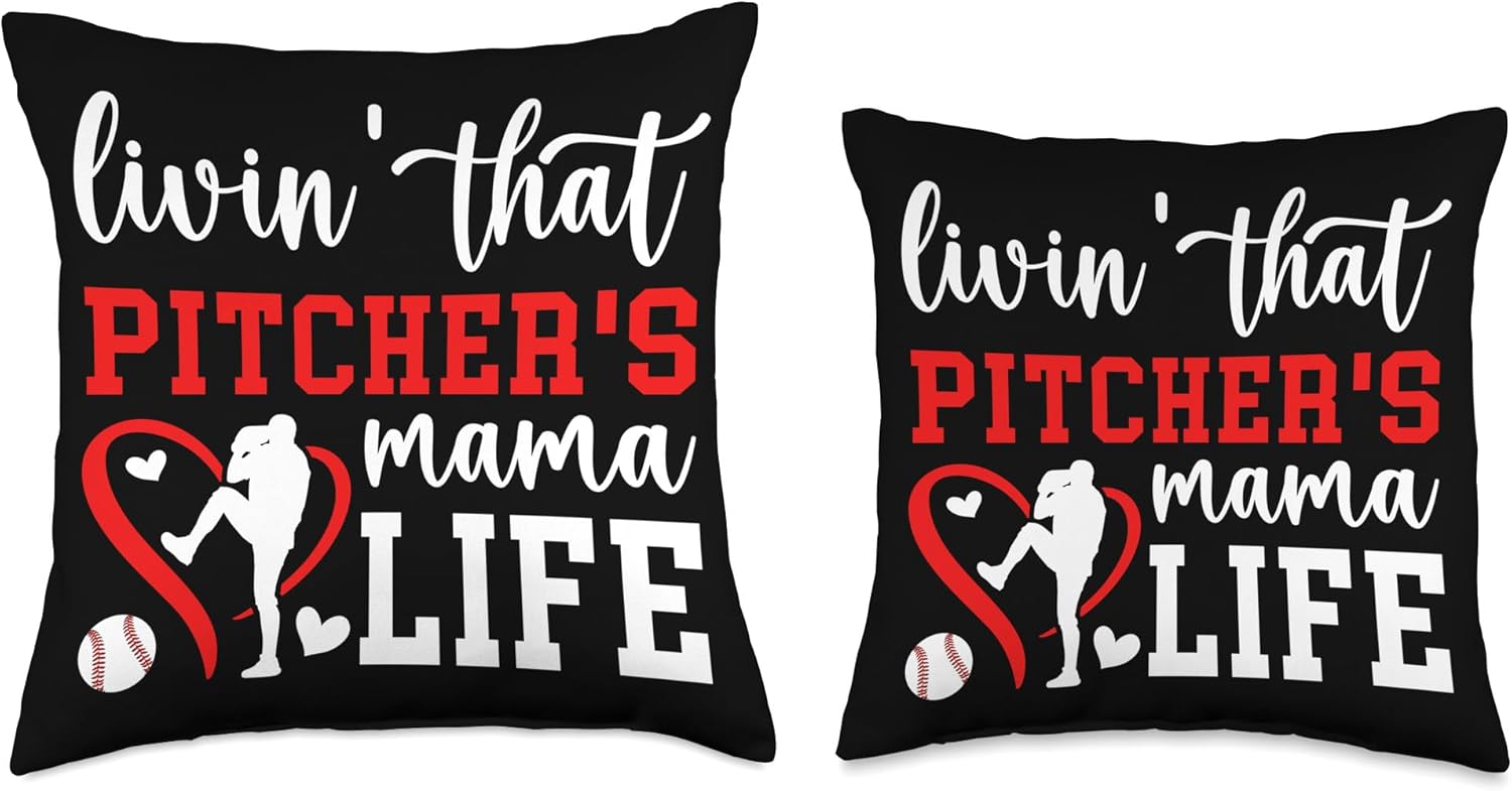 Baseball Pitcher Mom Throw Pillow for Mothers Day 1