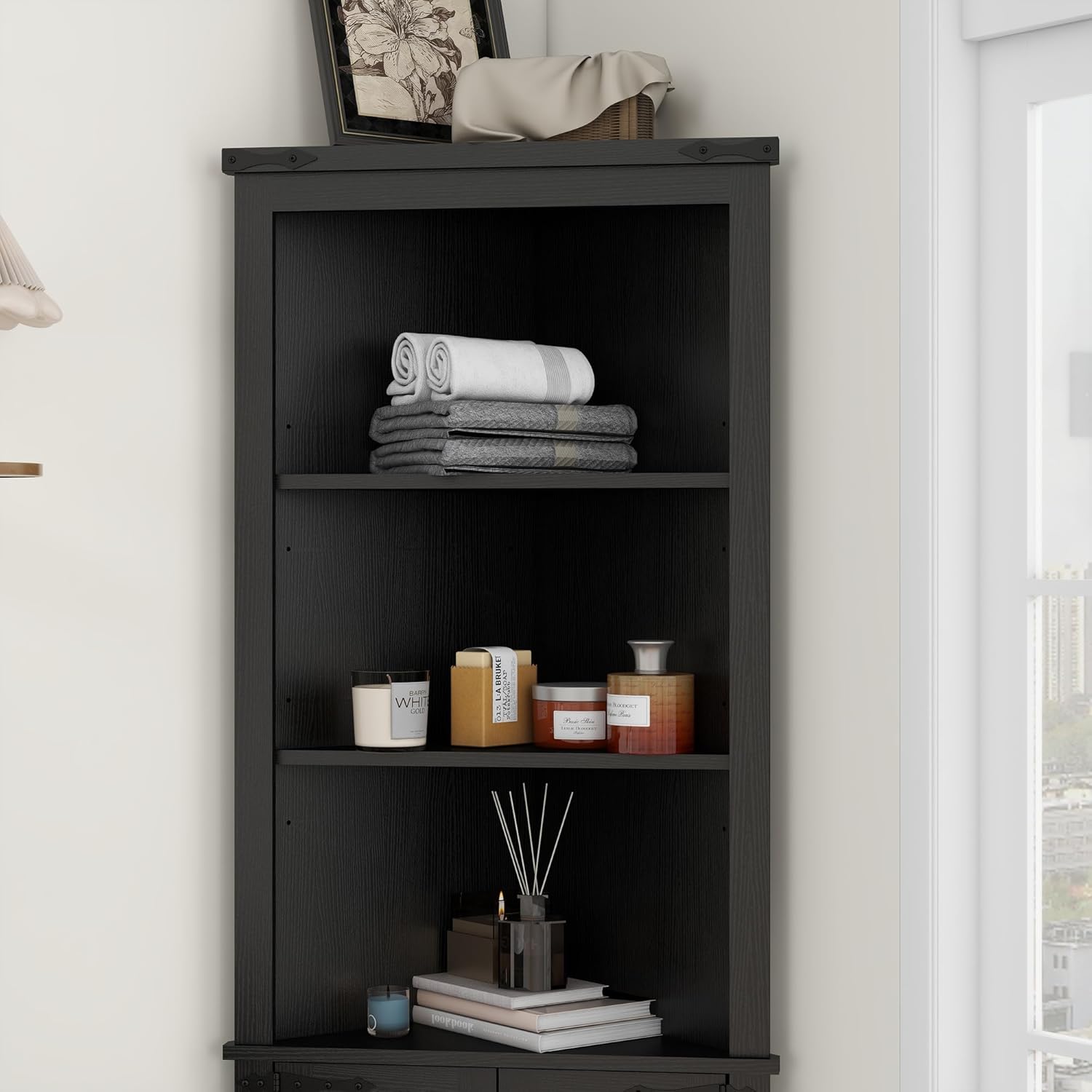 Panana Tall Corner Cabinet Black