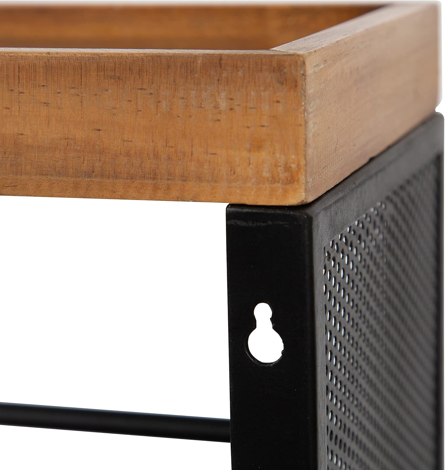 Kate and Laurel Piazza Decorative Storage Cart 18x7x30 Natural Wood and Black