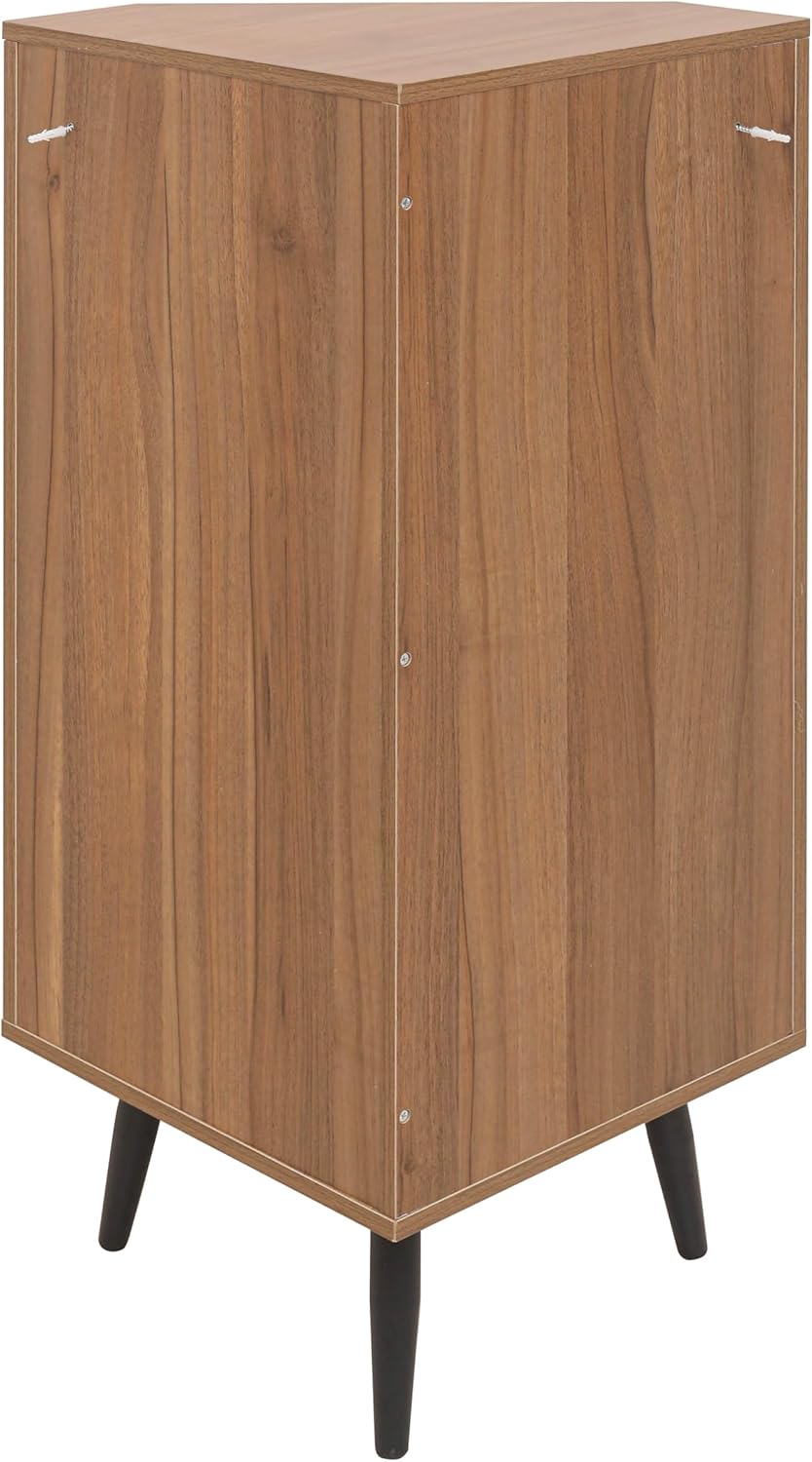 Knocbel Rustic Corner Storage Cabinet with Adjustable Shelves and Rattan Door