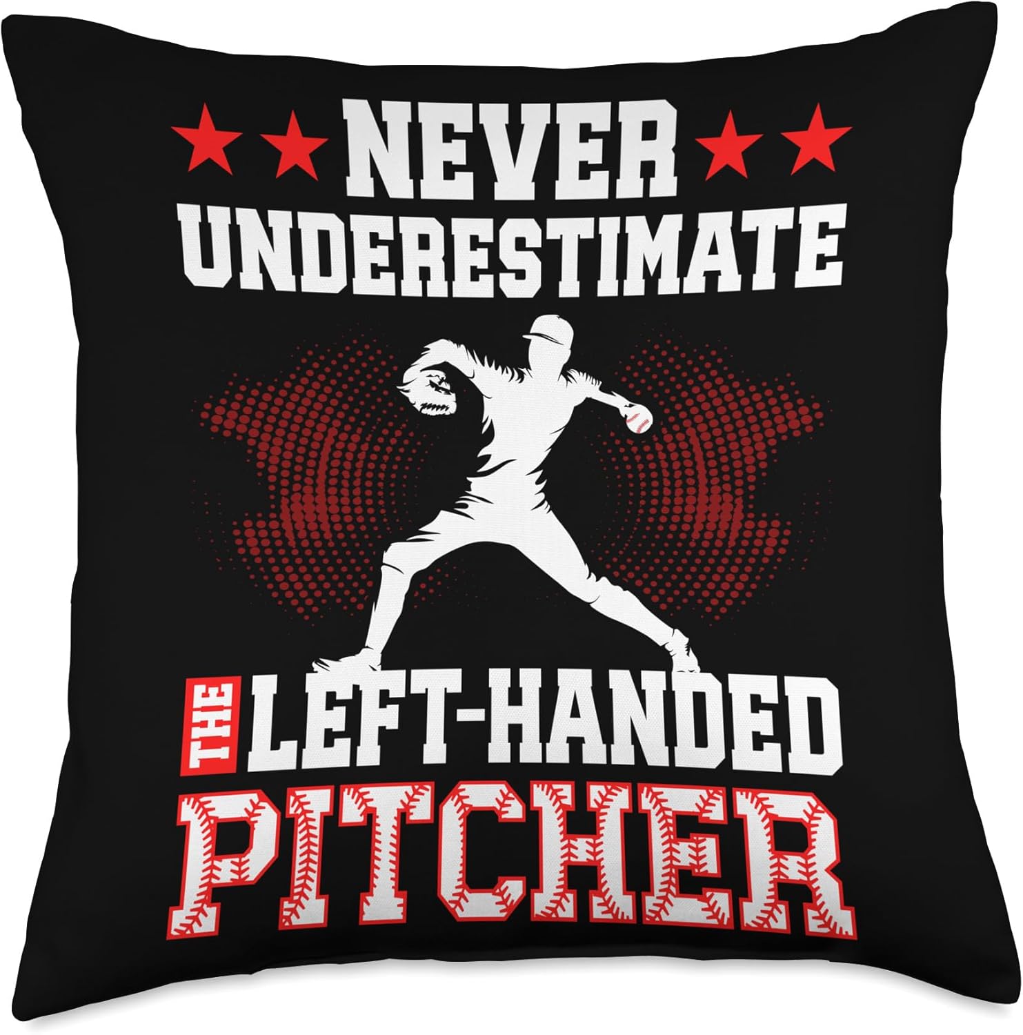 Funny Left Handed Pitcher Throw Pillow