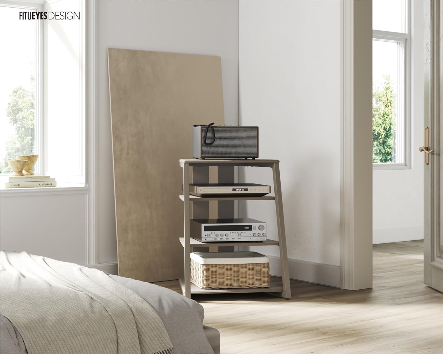 Modern 4-Tier AV Media Stand Corner Shelf for Xbox One PS4