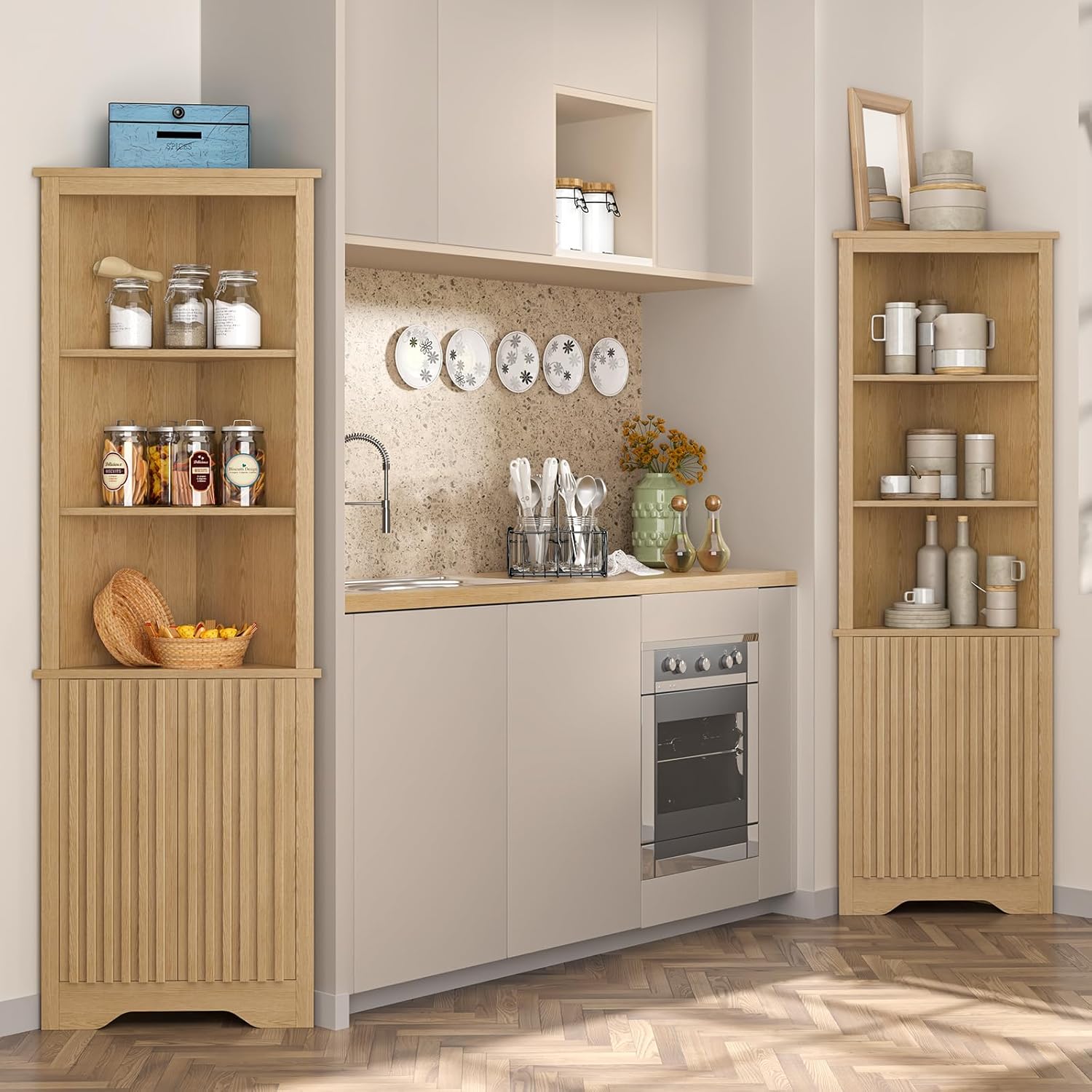 67 Inch Tall Corner Cabinet with Doors
