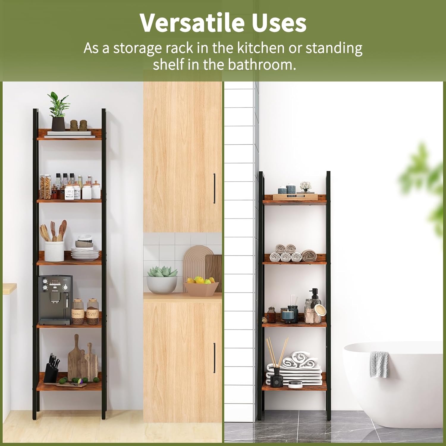 Yoobure 5 Tier Ladder Bookshelf Corner Shelf