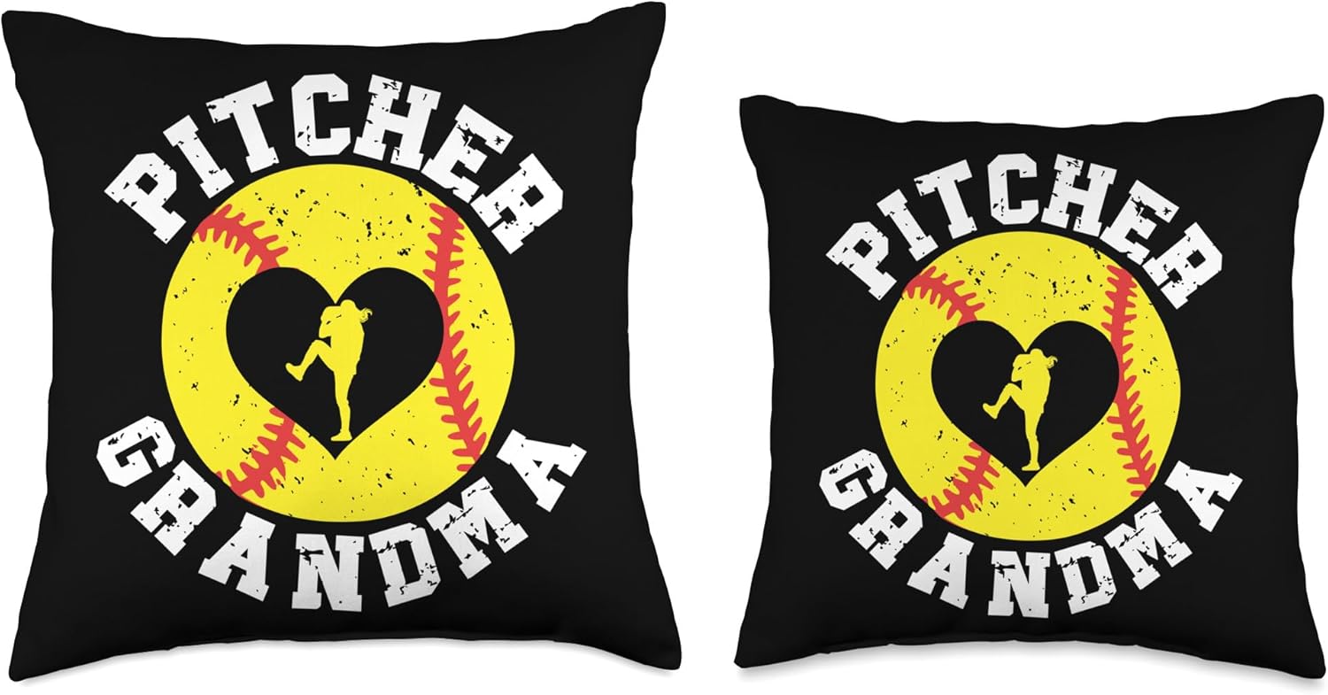 Softball Pitcher Grandma Throw Pillow for Mothers Day 1