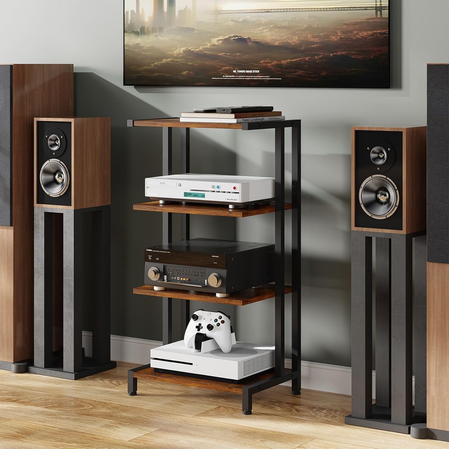 X-cosrack 4-Tier AV Media Stand Corner Shelf