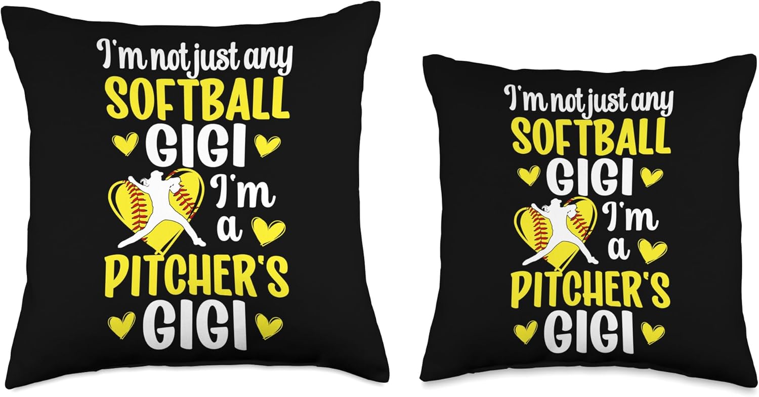 Softball Pitcher Gigi Throw Pillow for Mothers Day