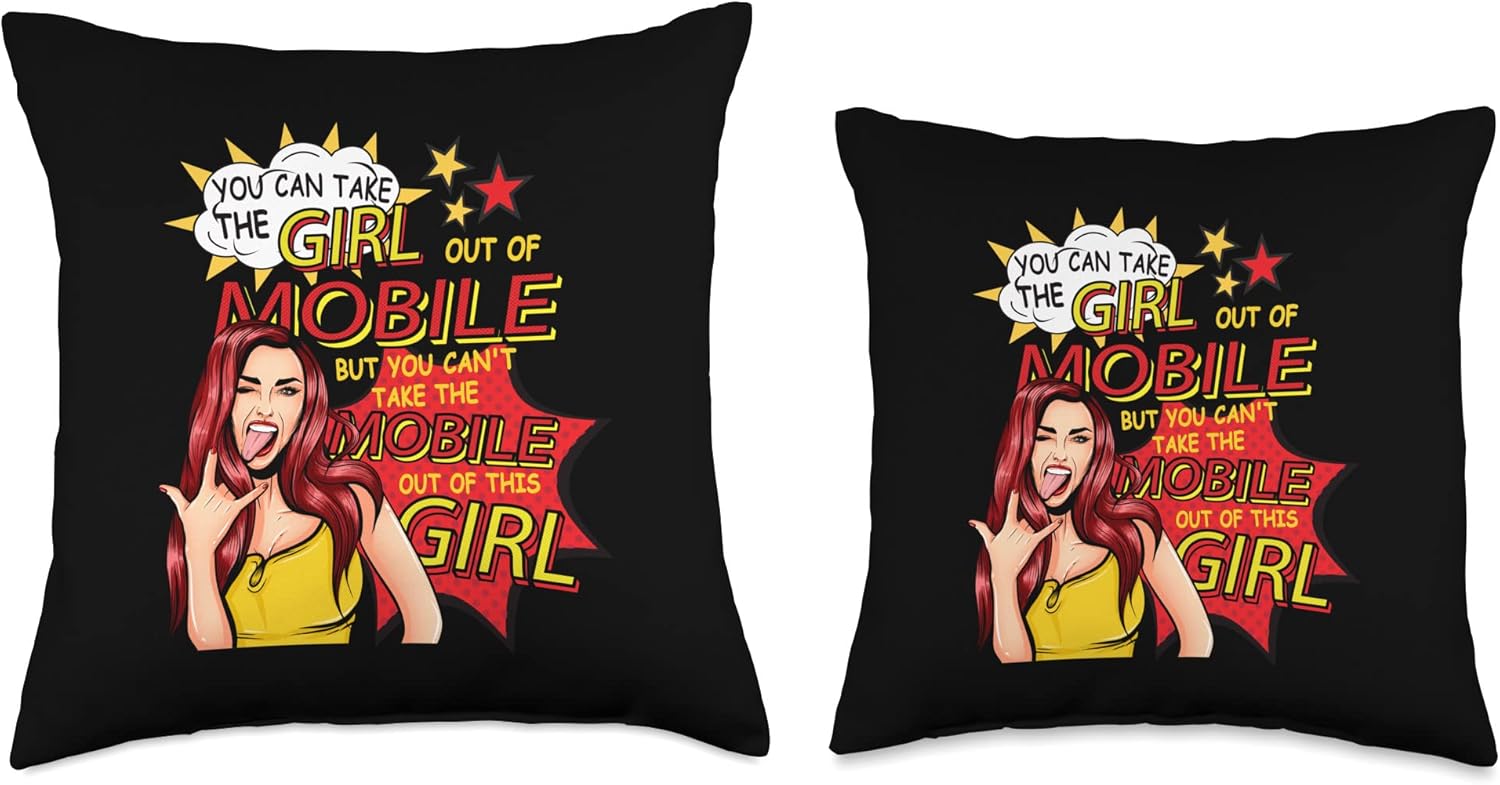 Retro Girl From Mobile Throw Pillow