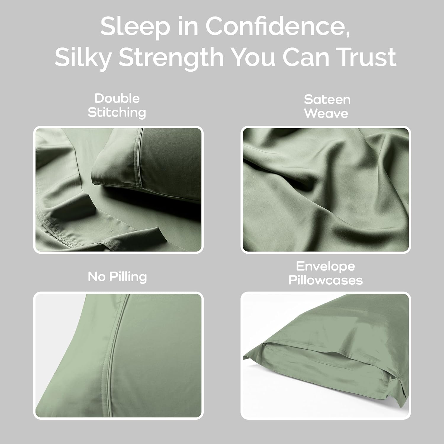 Olive Crate Tencel Eucalyptus Pillowcases - Cooling King Size Set of 2 Moss