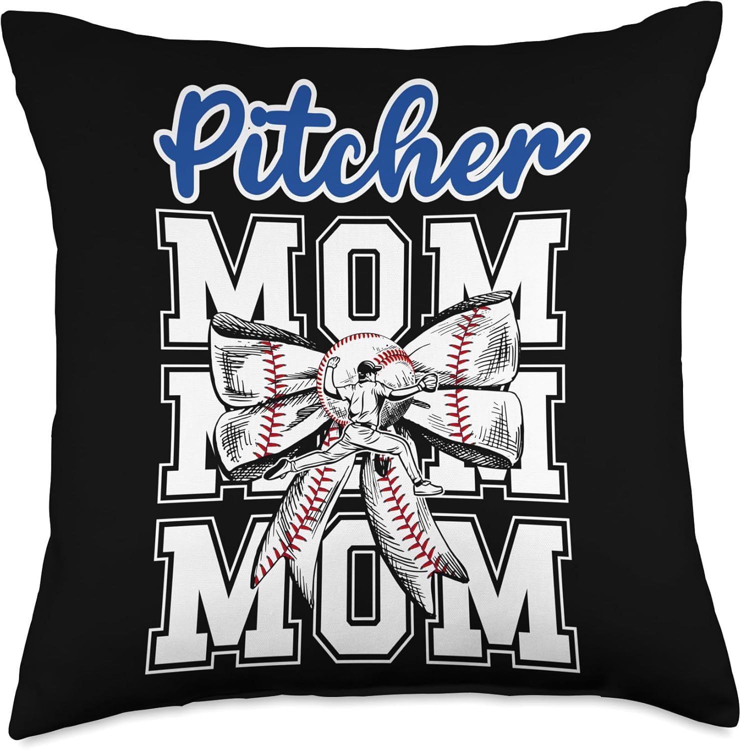 Baseball Pitcher Mom Coquette Throw Pillow