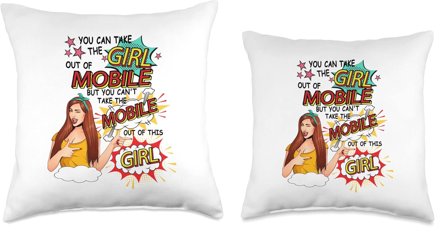 Mobile Alabama Girl Throw Pillow - Comic Style