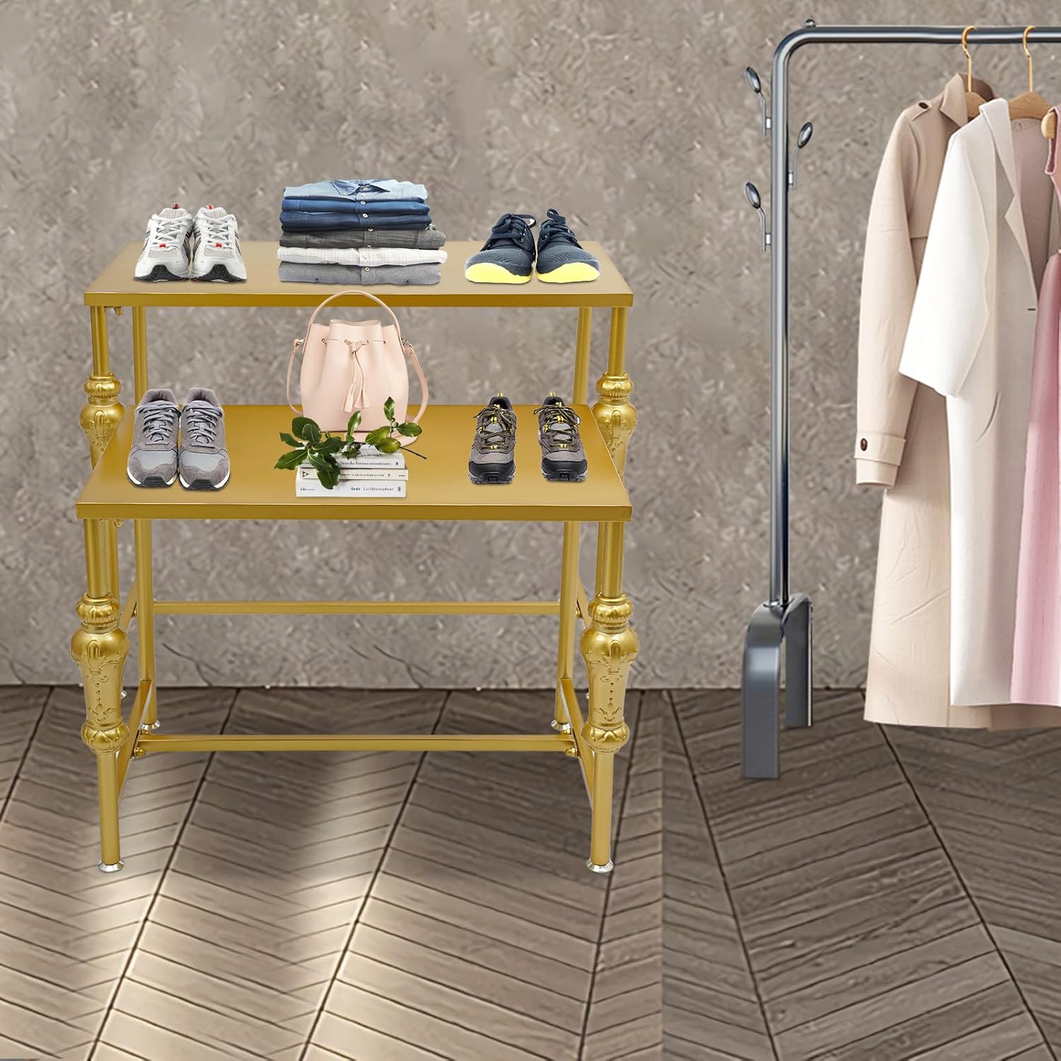Nesting Tables Display Rack for Clothing Shoes Handbags