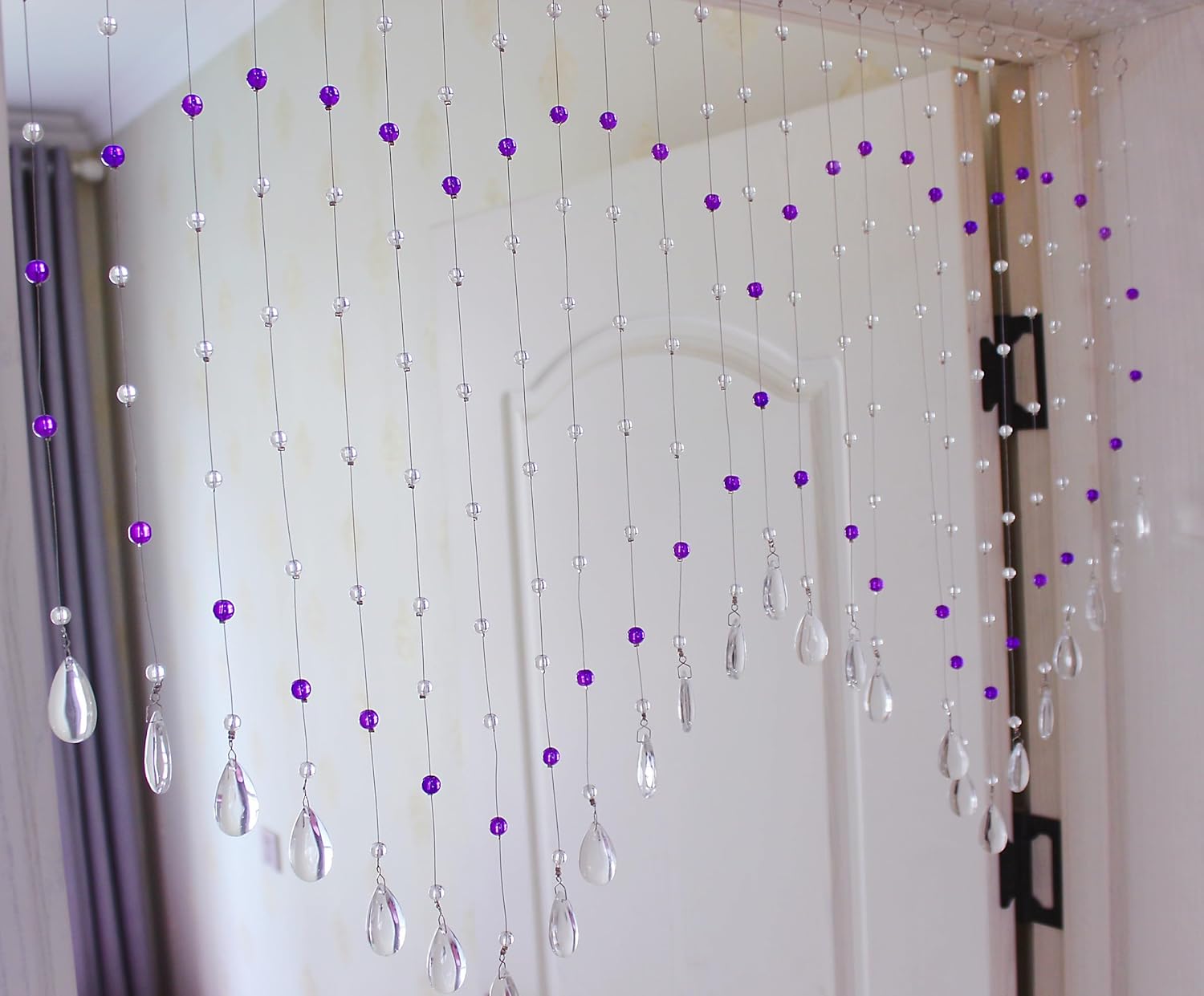 Hanging Crystal Glass Bead Curtain Purple 25 Strings