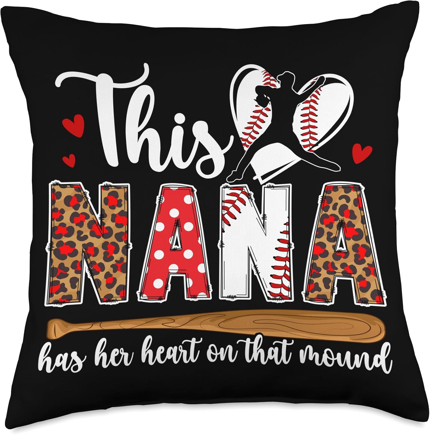 Baseball Pitcher Nana Throw Pillow
