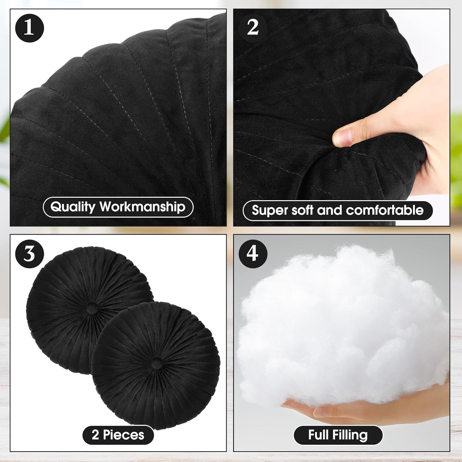 Namalu Round Throw Pillow 138 Inch Black 2 Pcs
