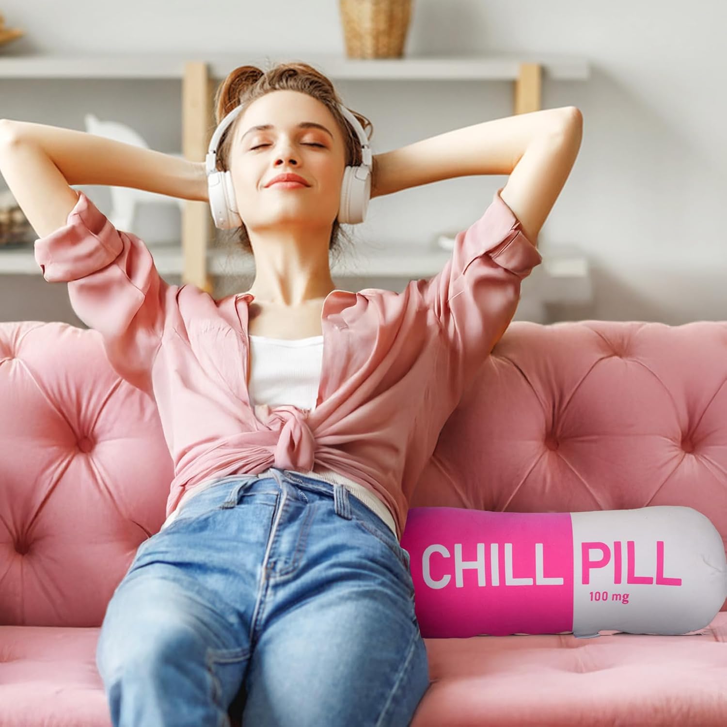 Chill Pill Pillow for Stress Relief and Style