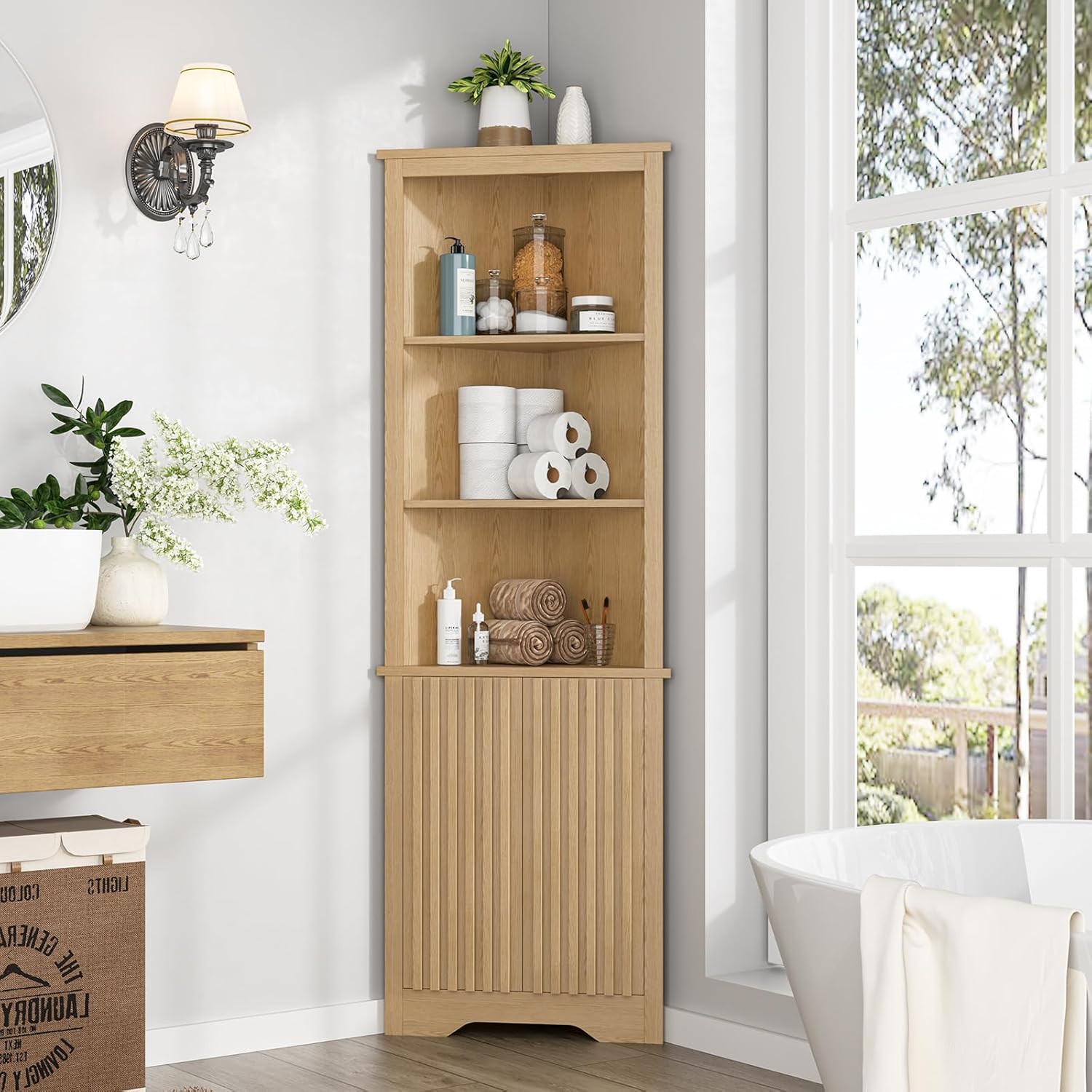 67 Inch Tall Corner Cabinet with Doors