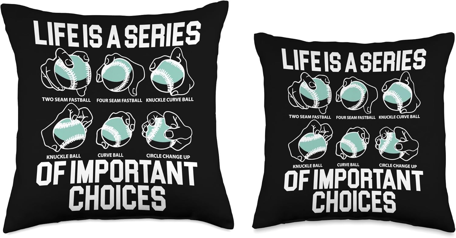 Life Is A Series Of Important Choices Baseball Pitcher Throw Pillow 2