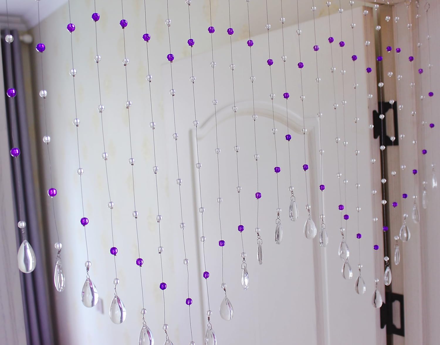 Hanging Crystal Glass Bead Curtain Purple 25 Strings