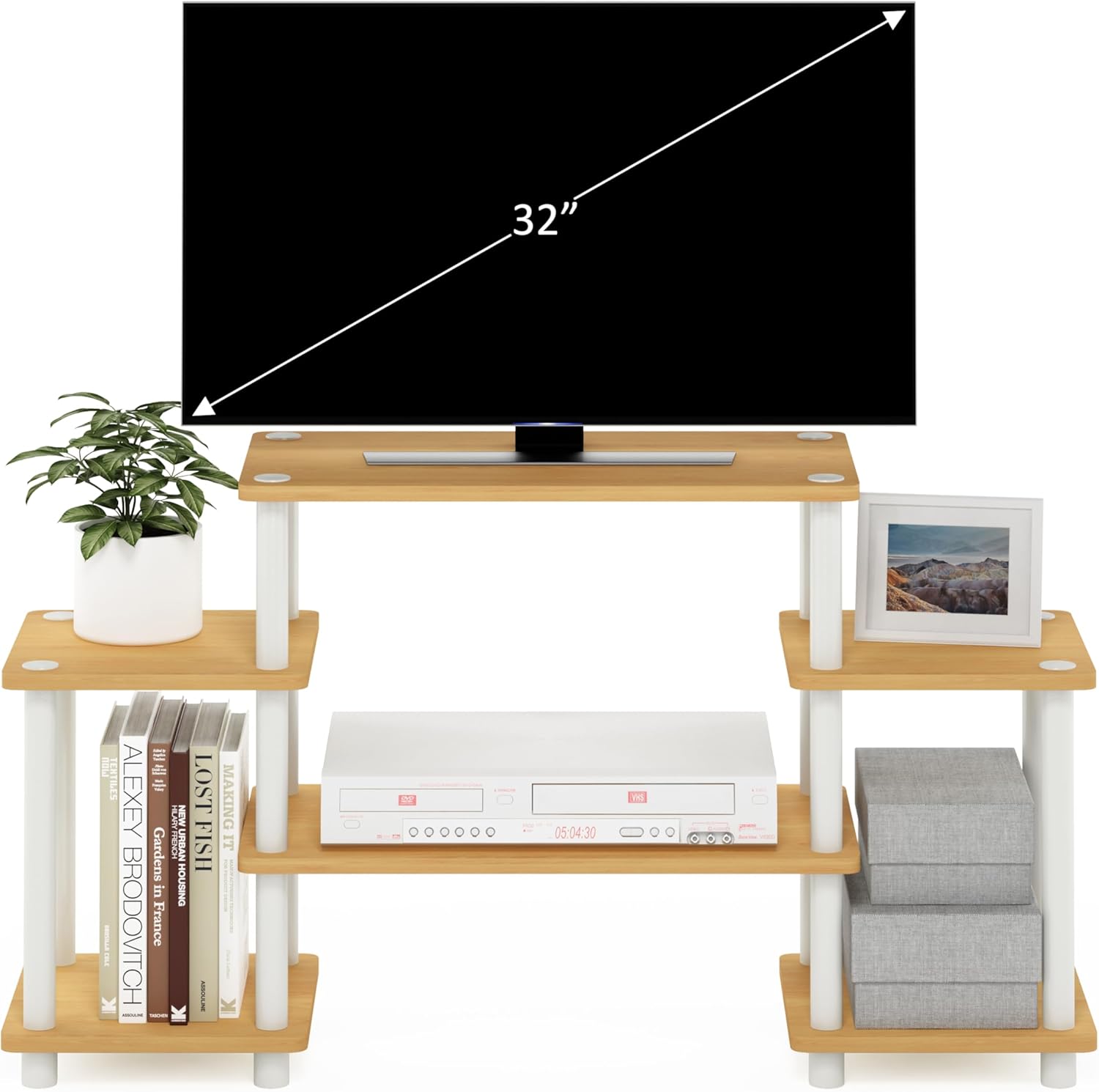 Furinno Turn-N-Tube TV Stand No Tools Square Corner