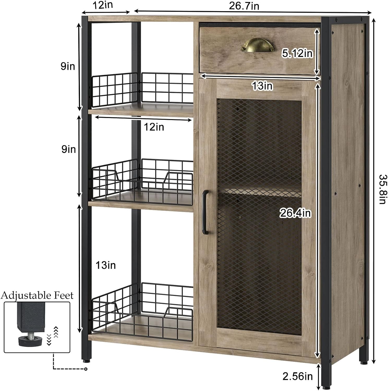 X-cosrack 3 Tier Coffee Bar Table with Storage Drawer