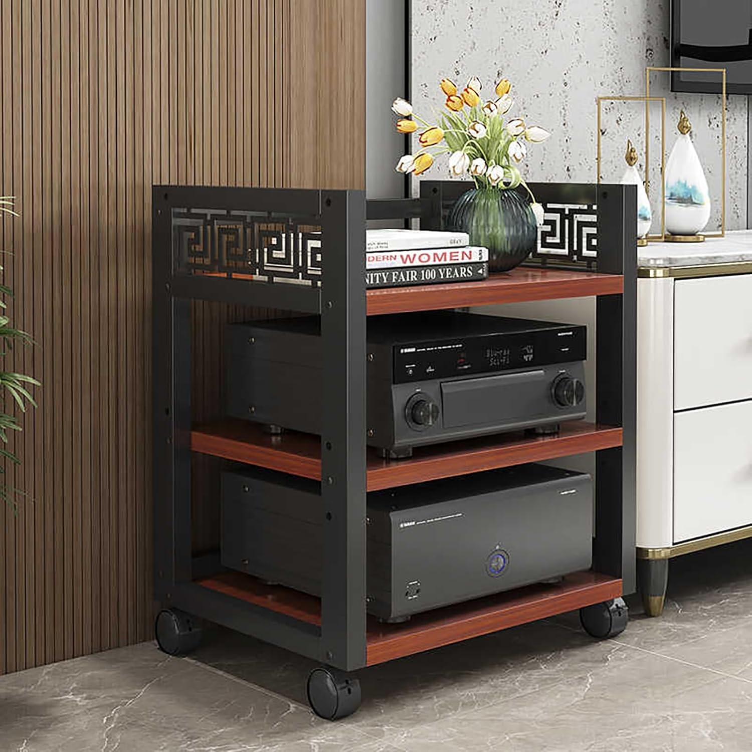ZIHESY Audio Rack Tower with 3 Adjustable Shelves