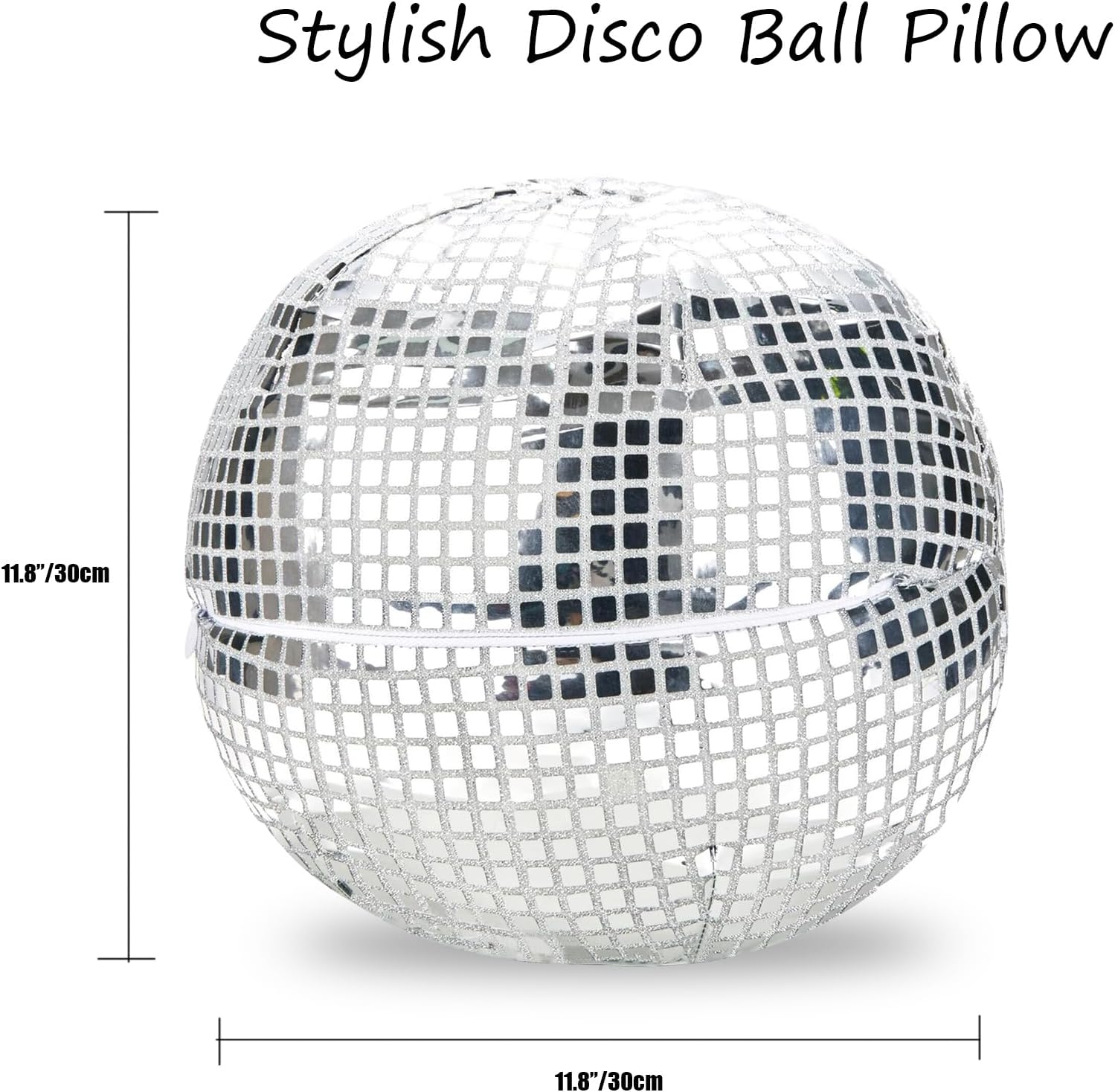 Disco Ball Pillow - Glitter Silver Decorative Throw