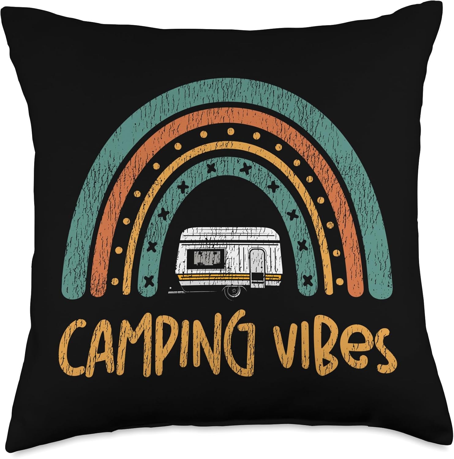 Motorhome Camping Retro Throw Pillow