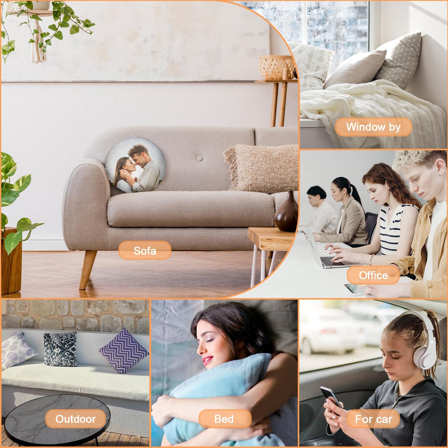 Custom Pillows with Picture 16x16 Personalized Throw Pillow Cover for Couples Family Friends