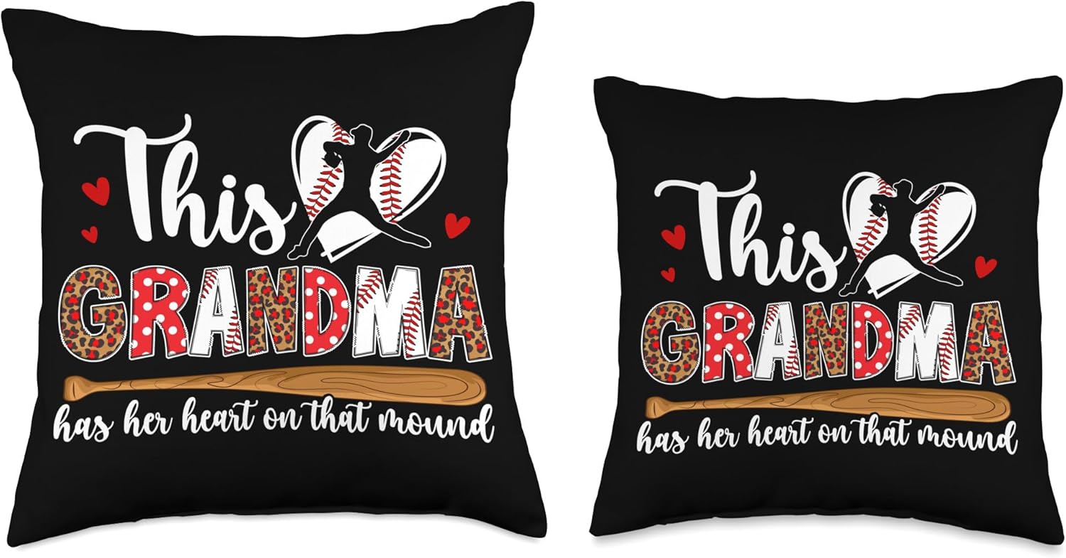 Proud Baseball Pitcher Grandma Throw Pillow