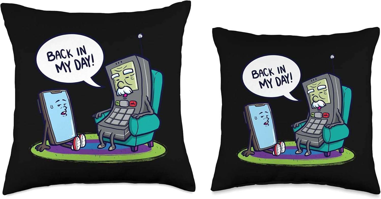 Back In My Day Retro Phone Comic Throw Pillow