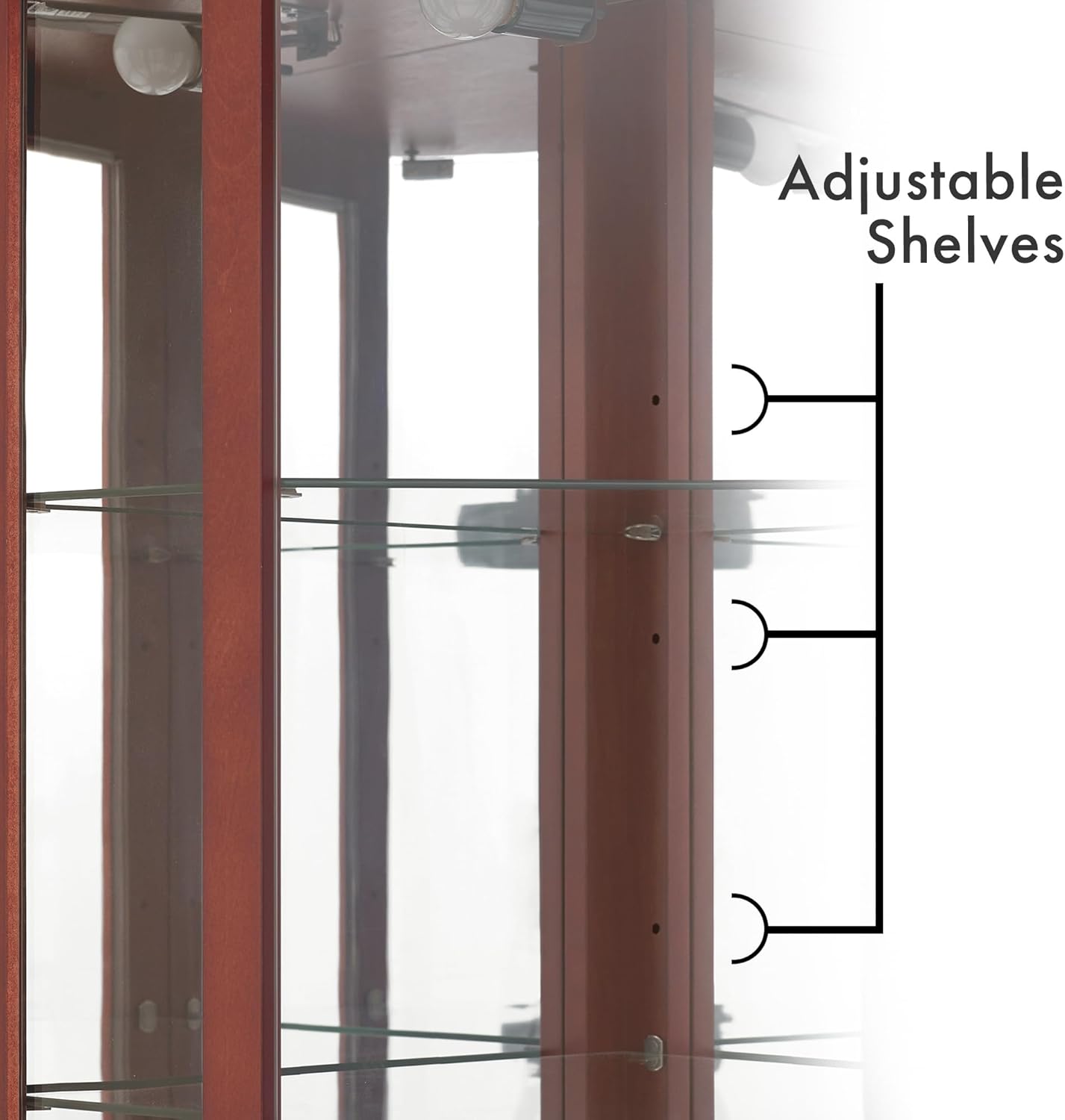 Maximize Storage 6 Shelf Corner Curio Cabinet Cherry