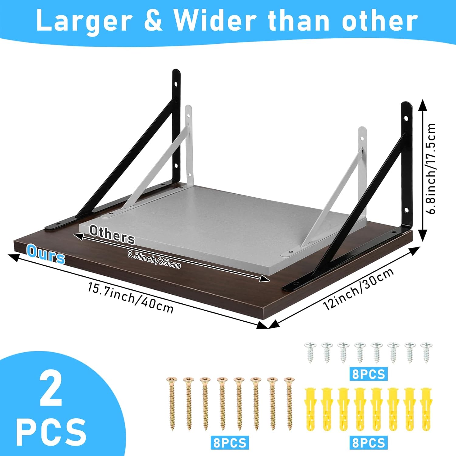 2 Pcs Deep Floating Shelves for Projector and Storage