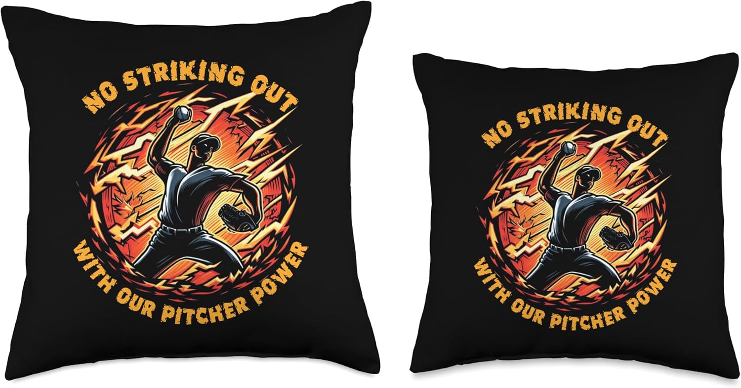Pitcher Dominance Power Throw Pillow 16x16 Multicolor