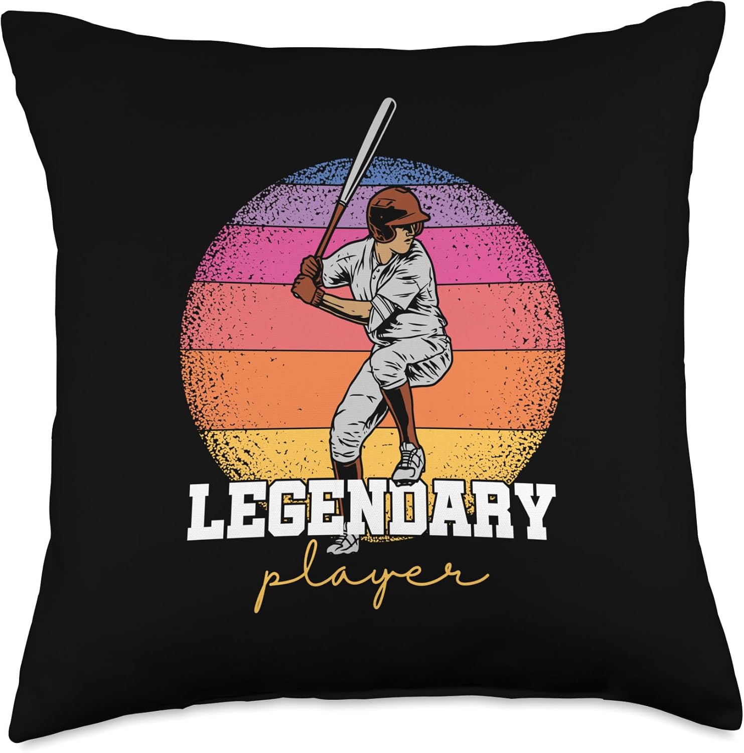 Legendary Baseball Player Throw Pillow 18x18 Multicolor