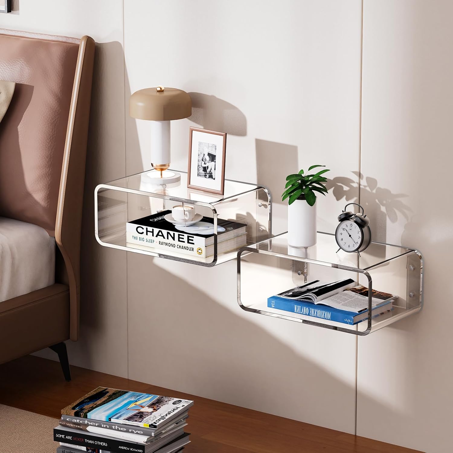 Acrylic Floating Nightstand with Clear Design Small Size