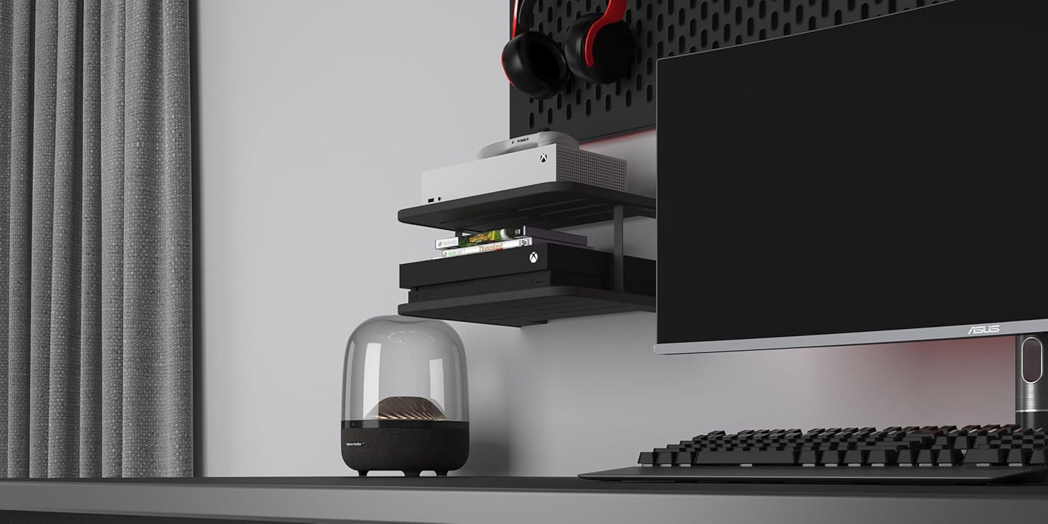 Black Projector Wall Shelf for Xbox and TV Setup