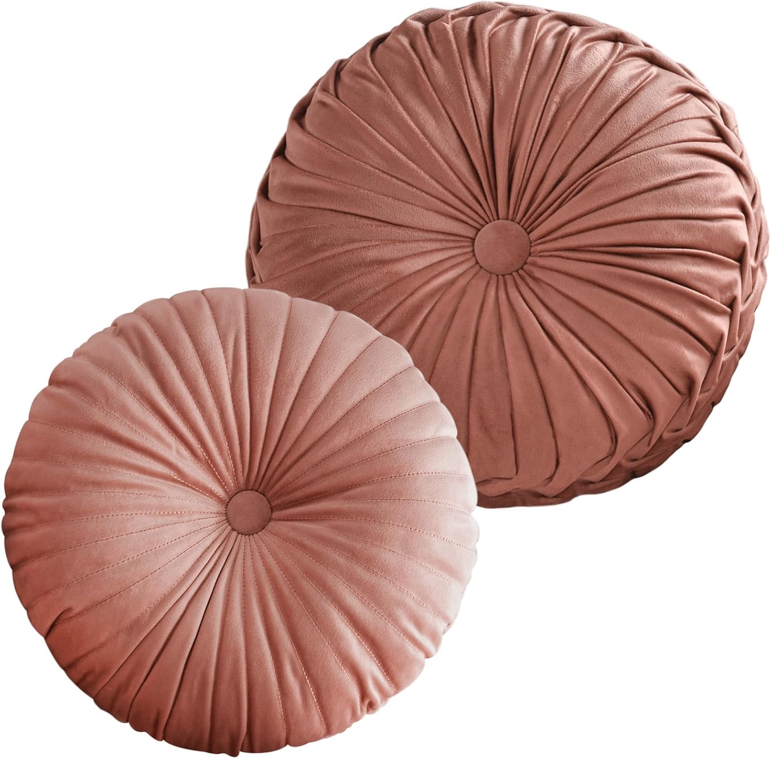 Teieas 2 Pcs Round Velvet Throw Pillows Blush