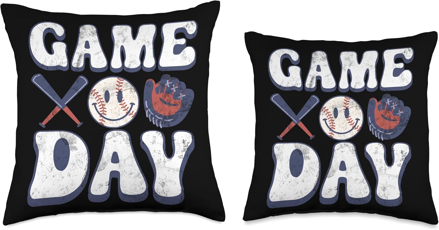Game Day Baseball Pitcher Throw Pillow for Fans and Players