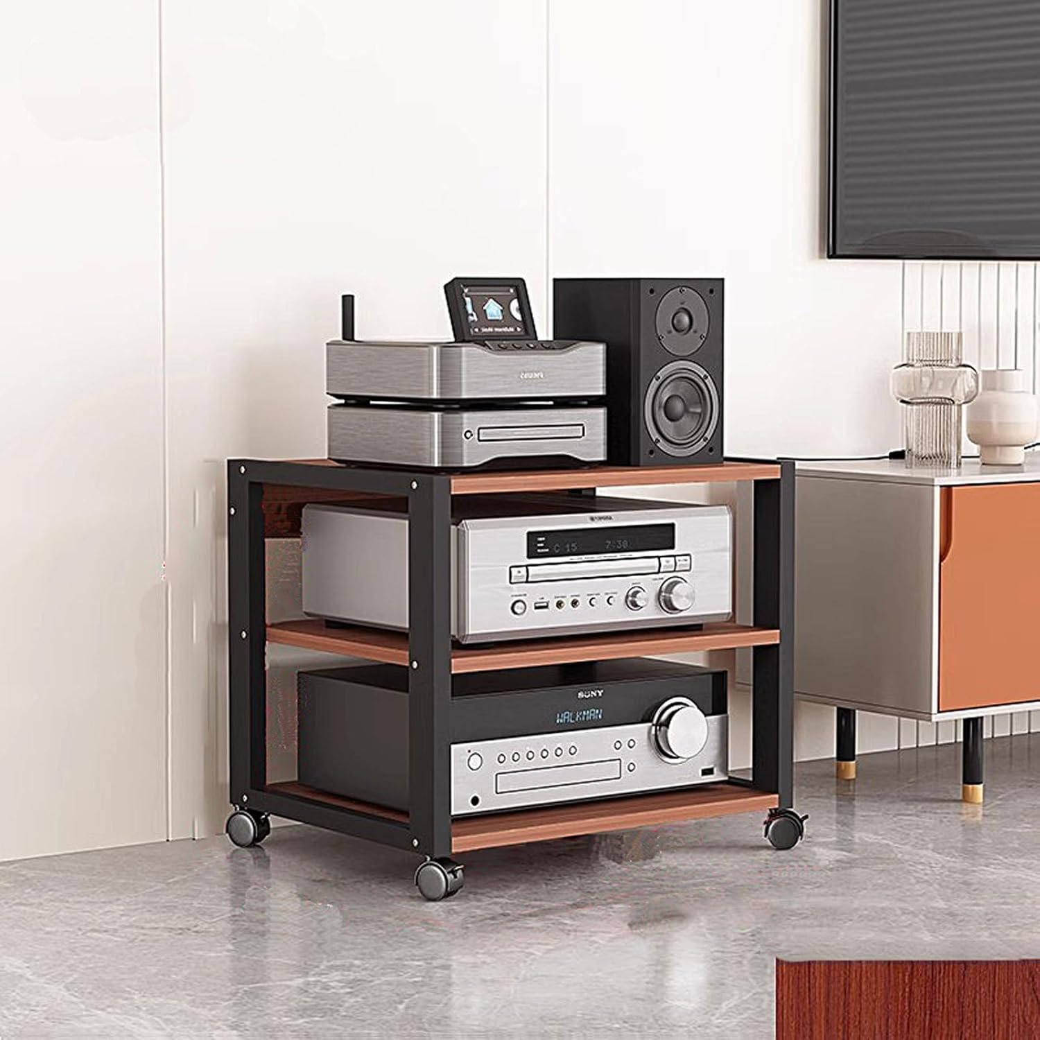 3 Tier Adjustable Video Rack Cabinet for Home Office