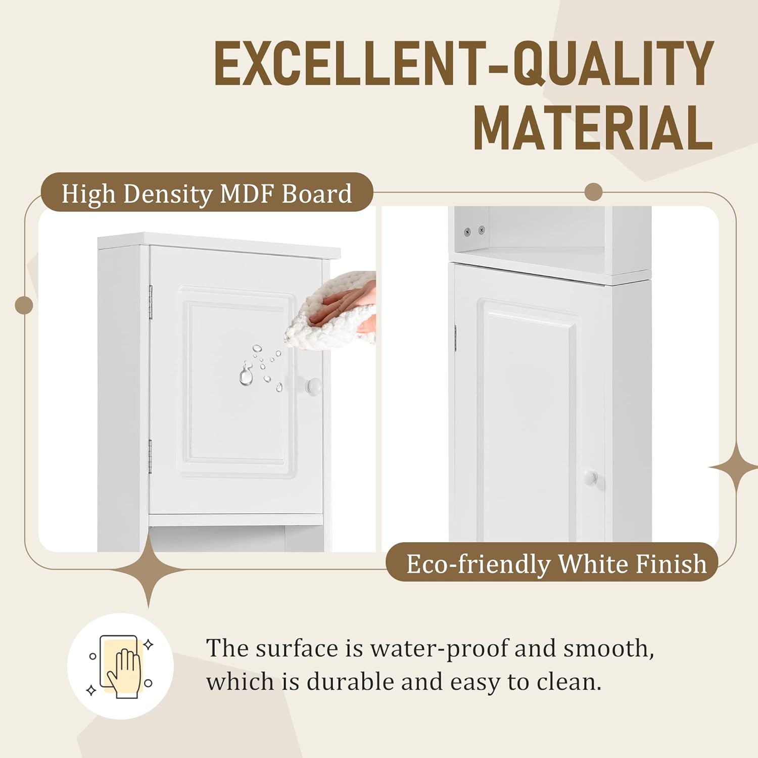 669 Inch Tall Corner Bathroom Cabinet with Doors