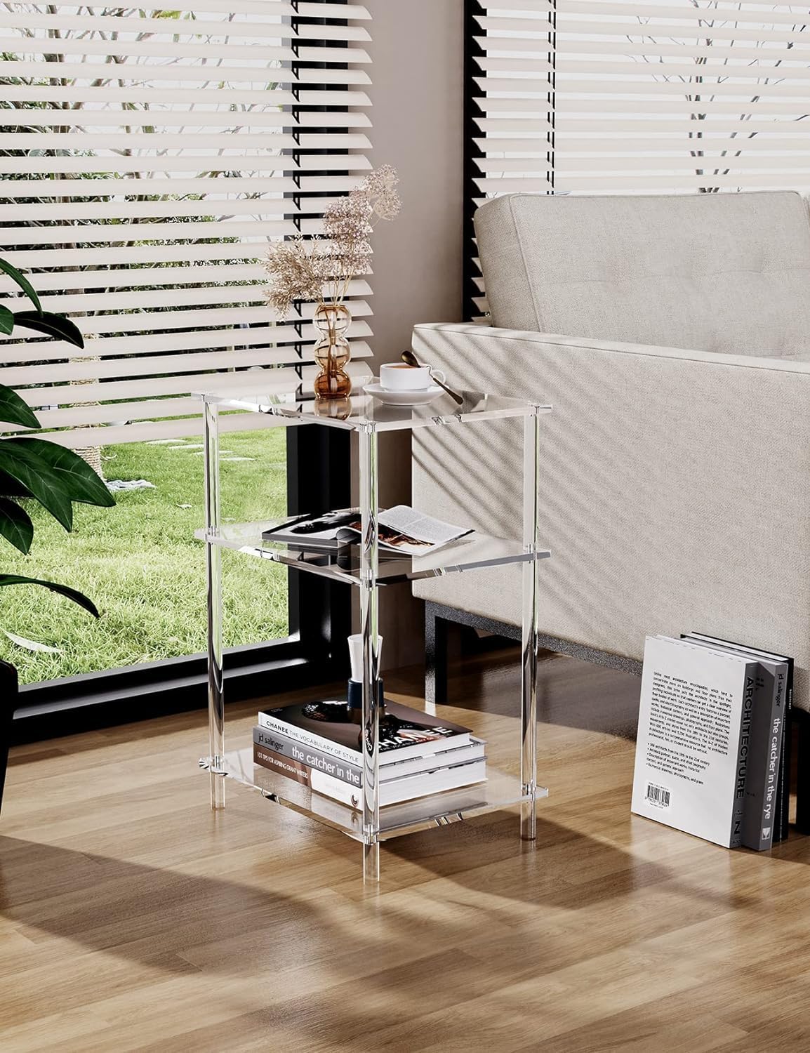 Clear Acrylic 3-Tier End Table for Small Spaces
