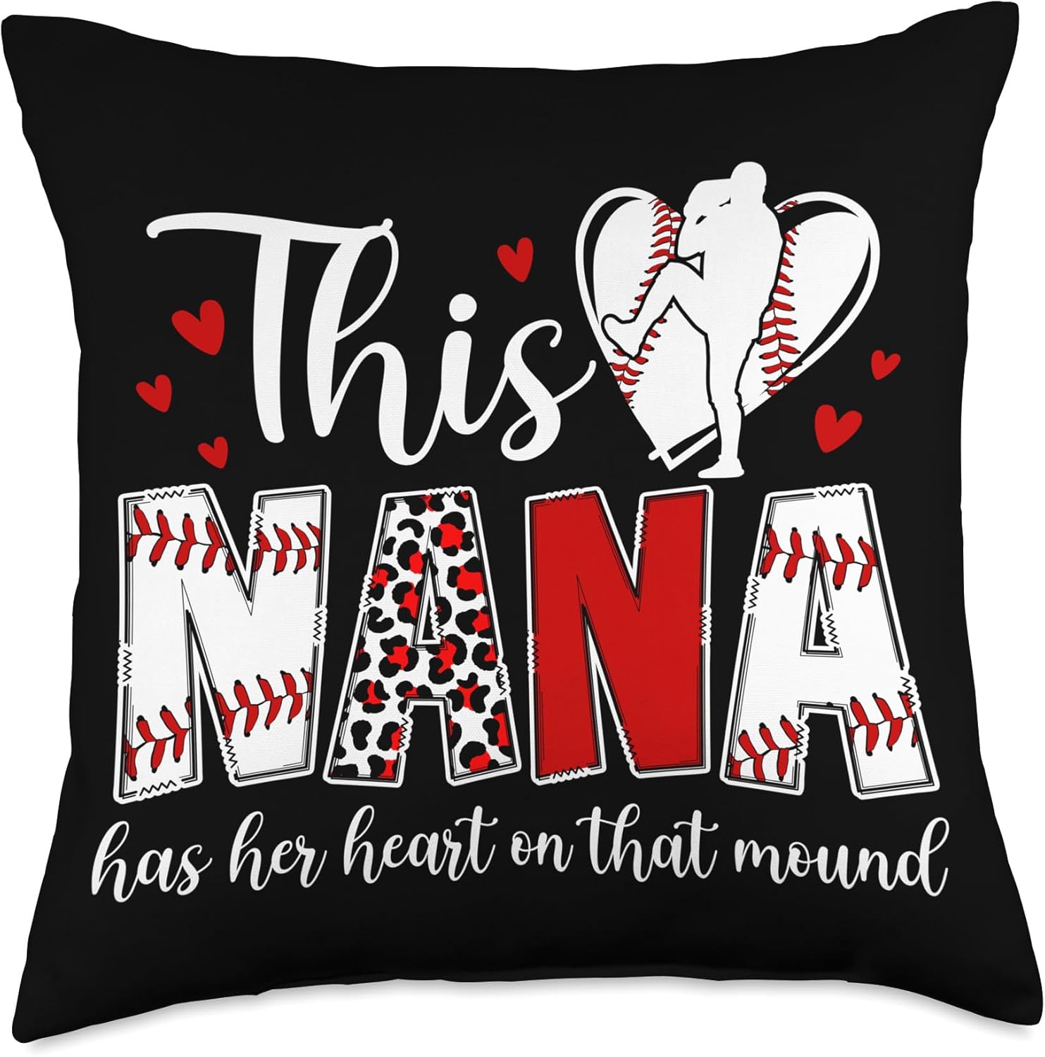 Proud Nana Baseball Pitcher Throw Pillow