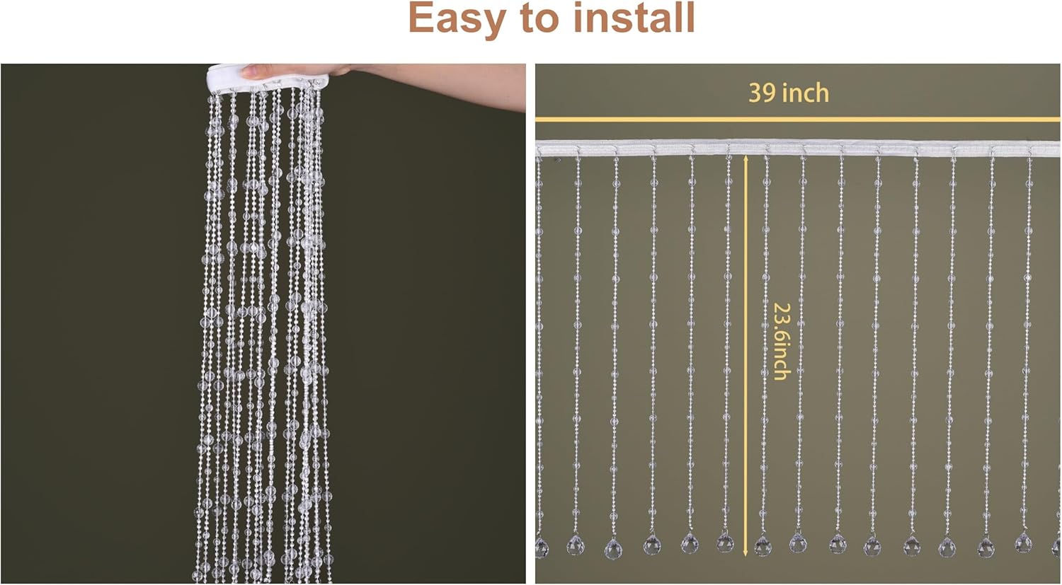 Crystal Beaded Curtain 236 x 393 Inches 19 Strands Acrylic Door Divider