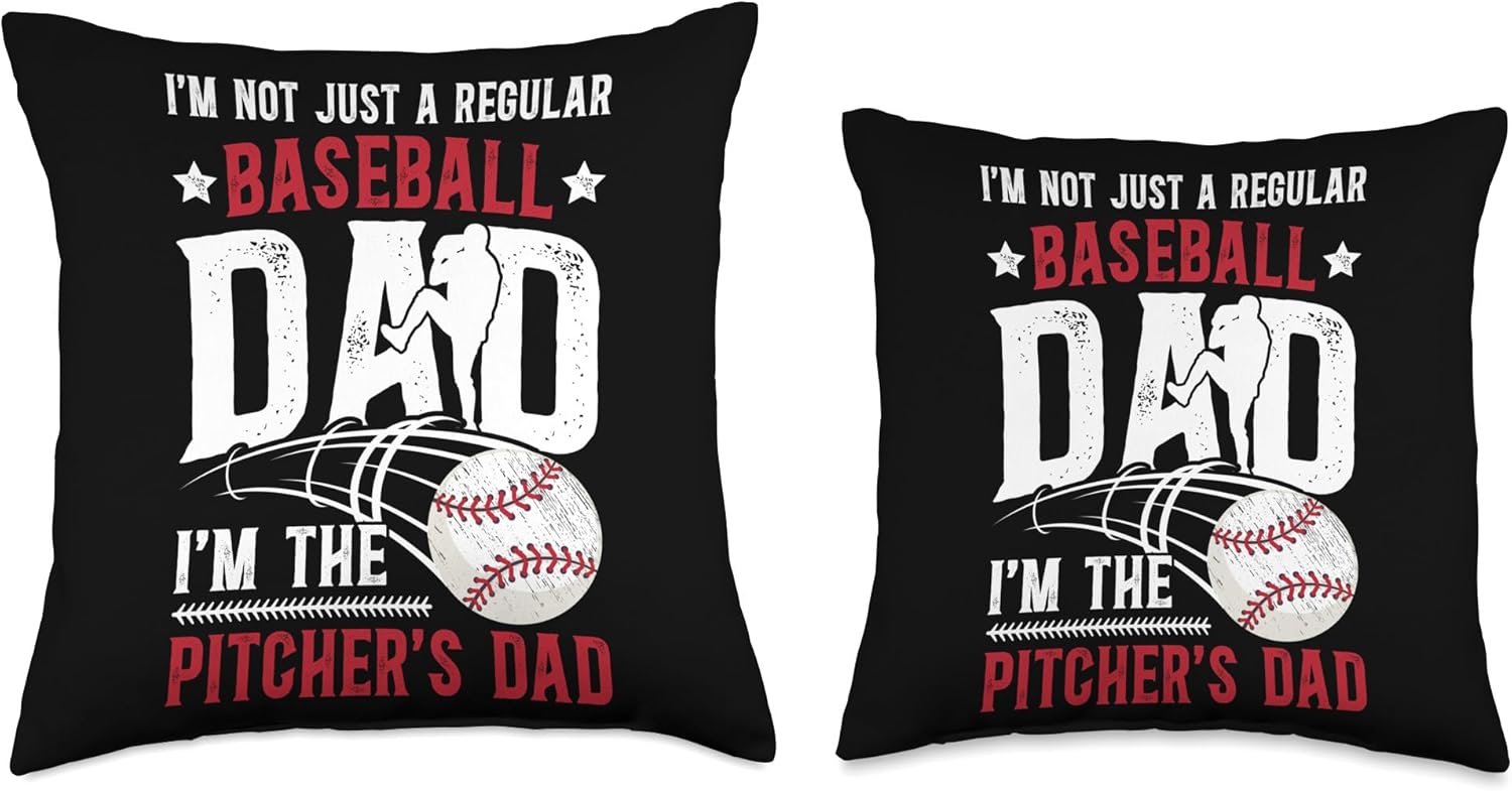 Proud Baseball Pitcher Dad Fathers Day Throw Pillow