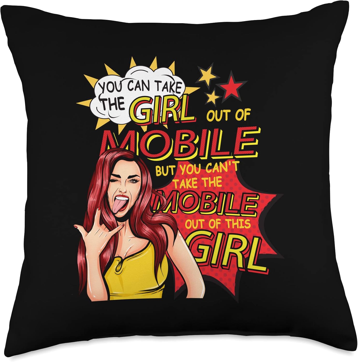 Retro Girl From Mobile Throw Pillow