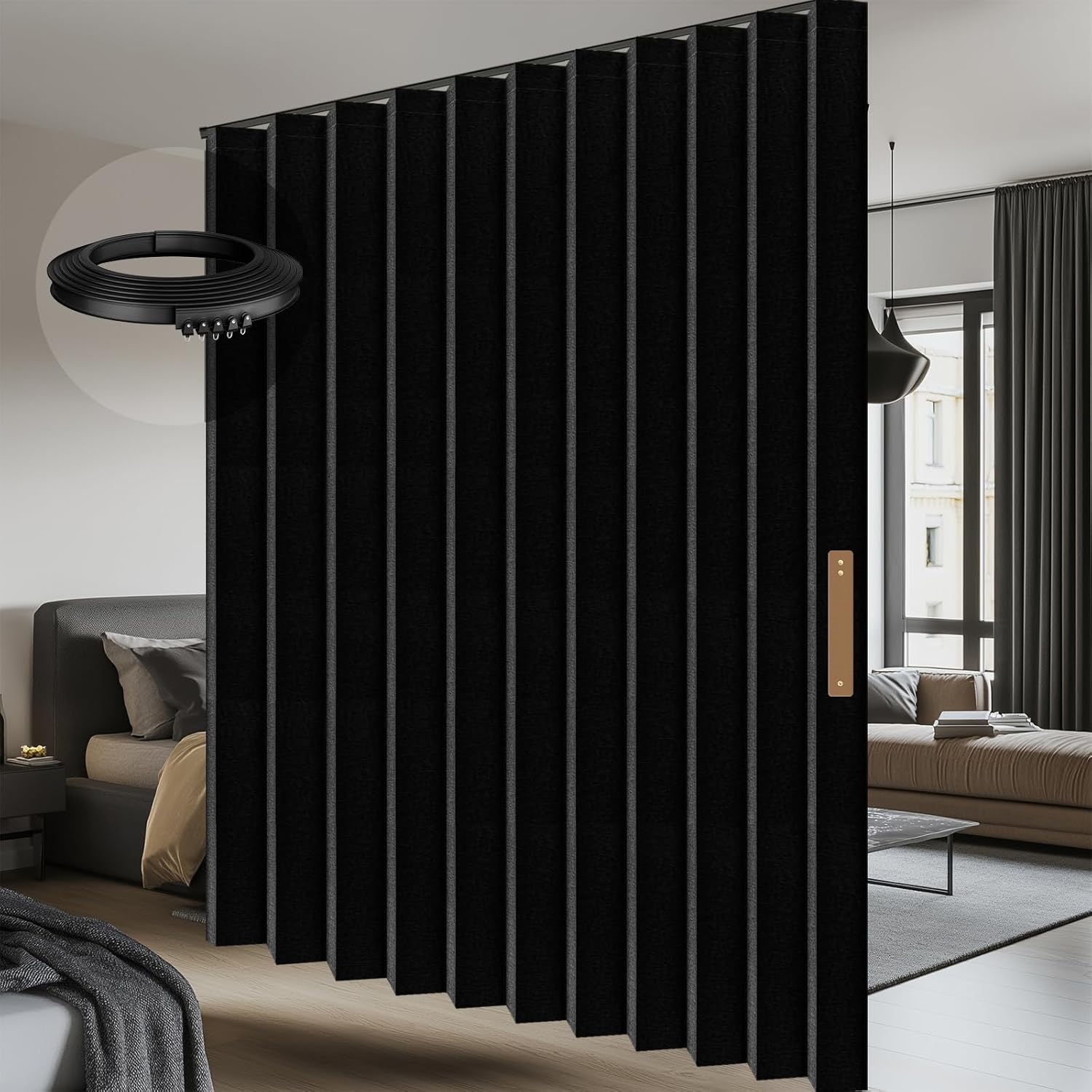 AJAZZ Blackout Accordion Room Divider Curtains