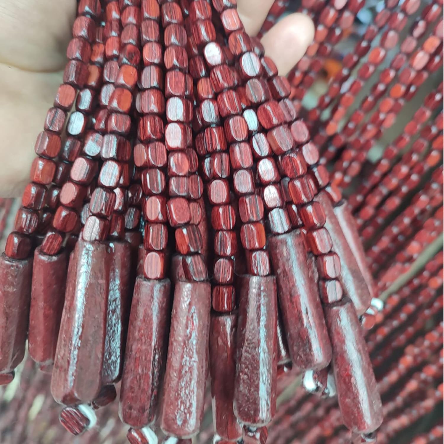 Natural Bamboo Beaded Curtain for Room Divider